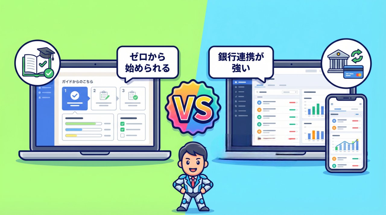 freeeとマネーフォワードの操作画面比較・ゼロから始められるvsと銀行連携が強い