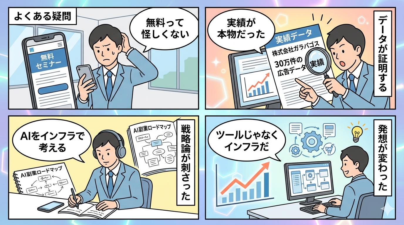 infraAIセミナー参加からAIインフラ化まで描いた4コマ漫画