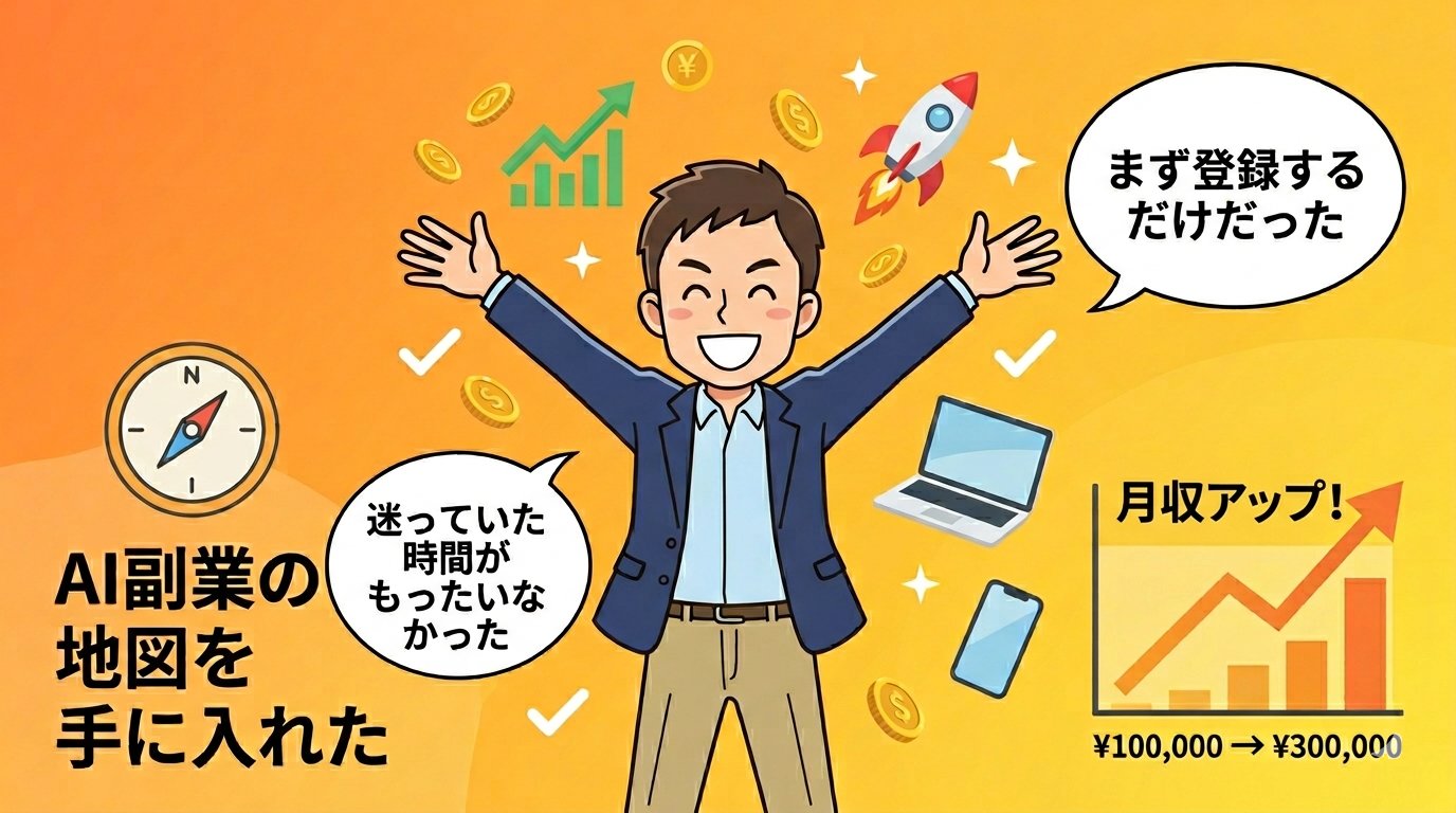 infraAIセミナー参加からAI副業スタートまでの流れを描いた4コマ漫画