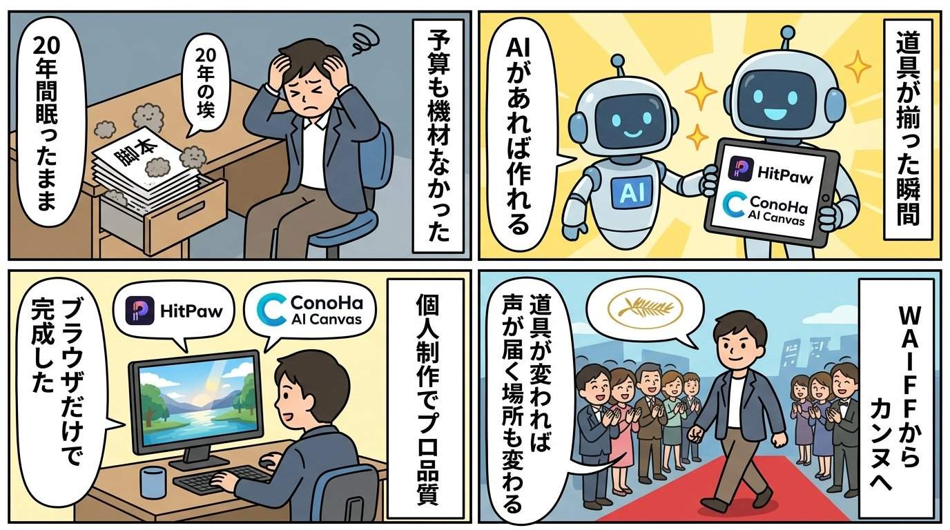 KYOTO→CANNES→WORLDへ羽ばたく個人クリエイターの未来イメージ