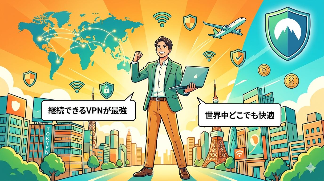 NordVPNを選んで世界中どこでも快適にネットを使える理想の未来イメージ