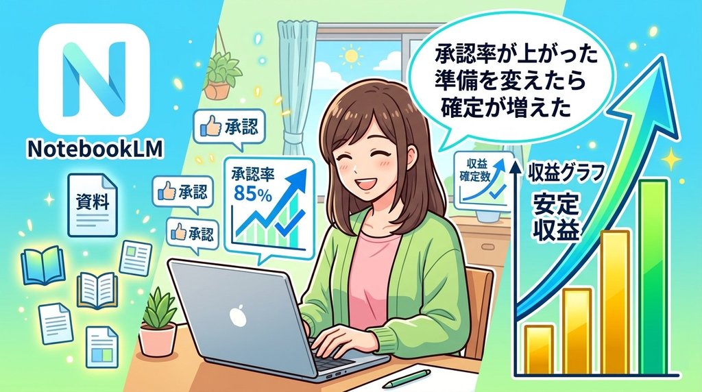 NotebookLMで承認率が上がり安定収益を得た理想の未来イメージ