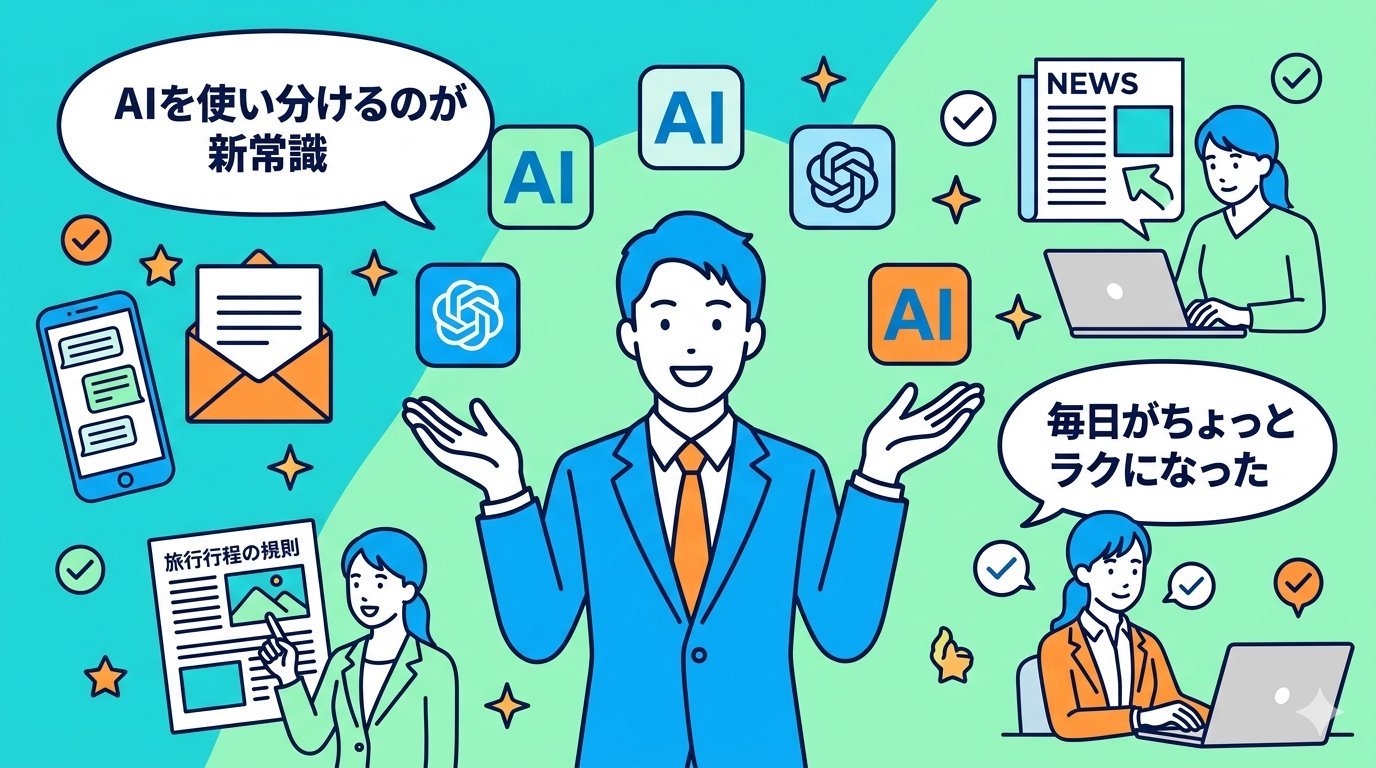 複数のAIを使い分けて毎日がラクになった未来イメージ