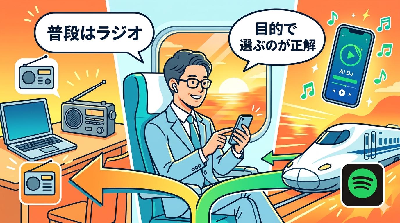 普段はラジオ・旅はAI DJと目的で使い分ける理想の未来イメージ