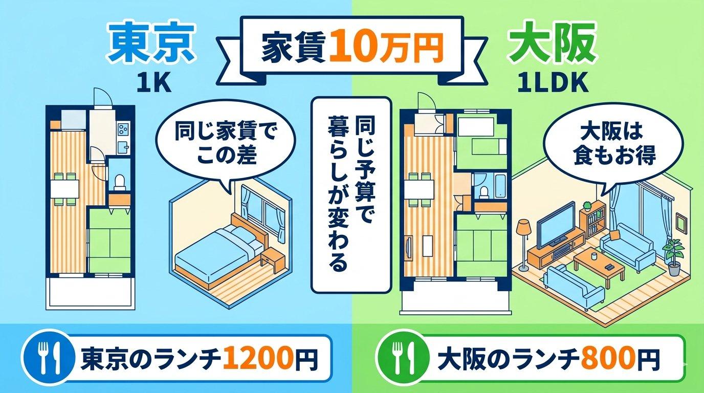 東京から大阪へ移住した4コマ漫画：一括見積もりで引越し・広い部屋・貯金増加の体験