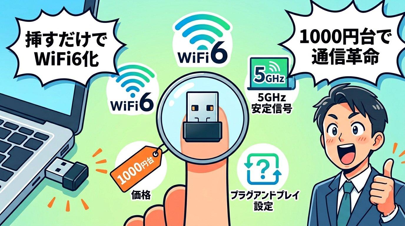 Archer TX1U Nano導入で古いPCが爆速になり快適なWiFi6環境を楽しむ理想の未来イメージイラスト