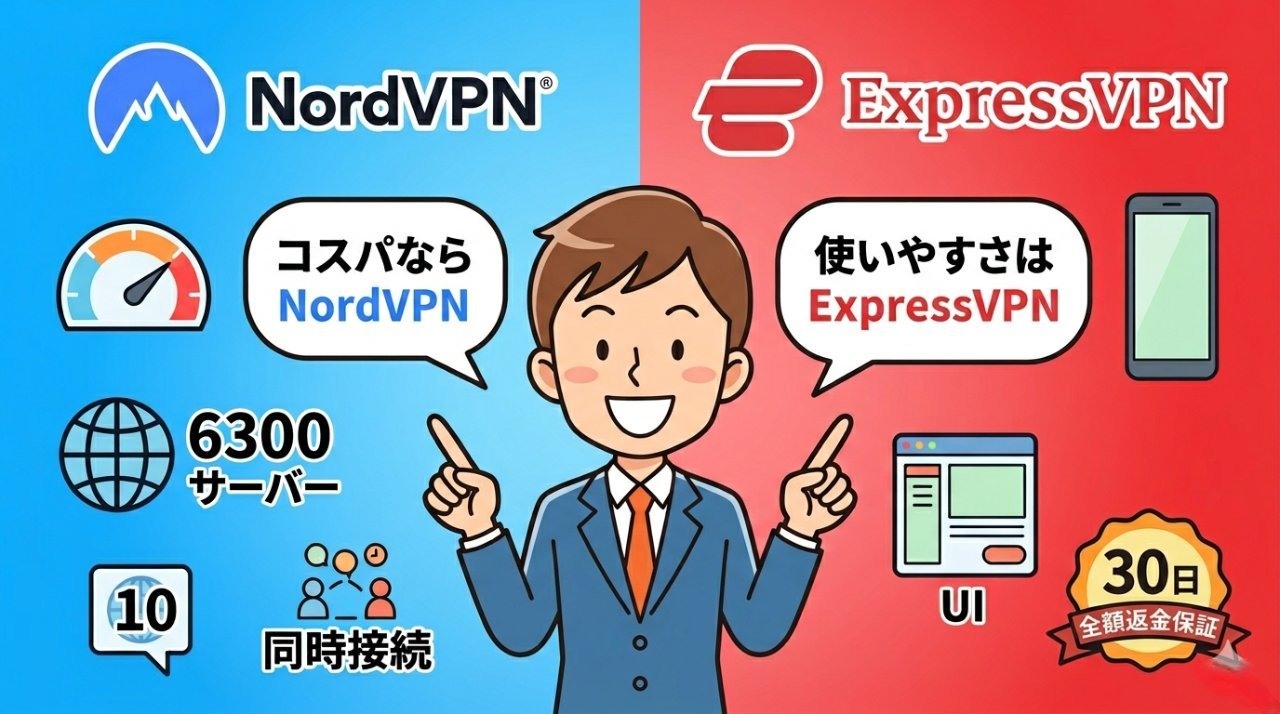 地理制限と公衆Wi-Fiリスクに悩む副業ブロガーのイラスト