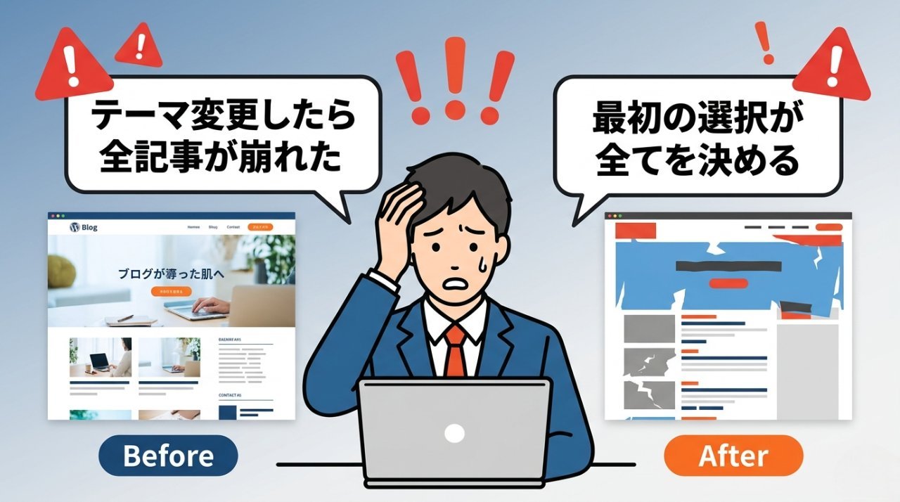 WordPressテーマ変更によるデザイン崩れのBefore/After比較